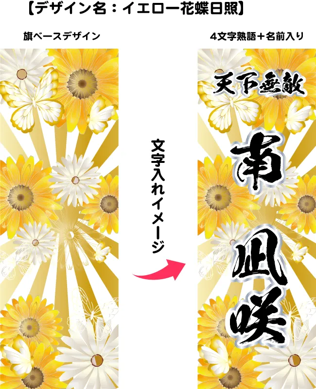 のぼり旗（四文字熟語＋個人名入れ）ポール付き