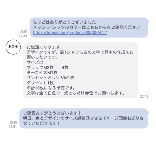 オリジナルTシャツLINE