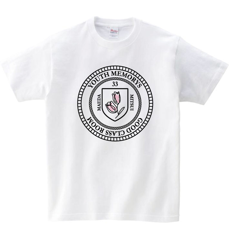 モノトーン韓国風花クラスTシャツ