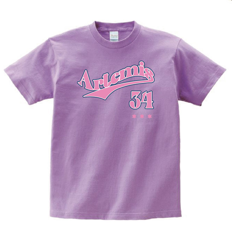 ライトパープルTシャツの韓国チア風デザイン