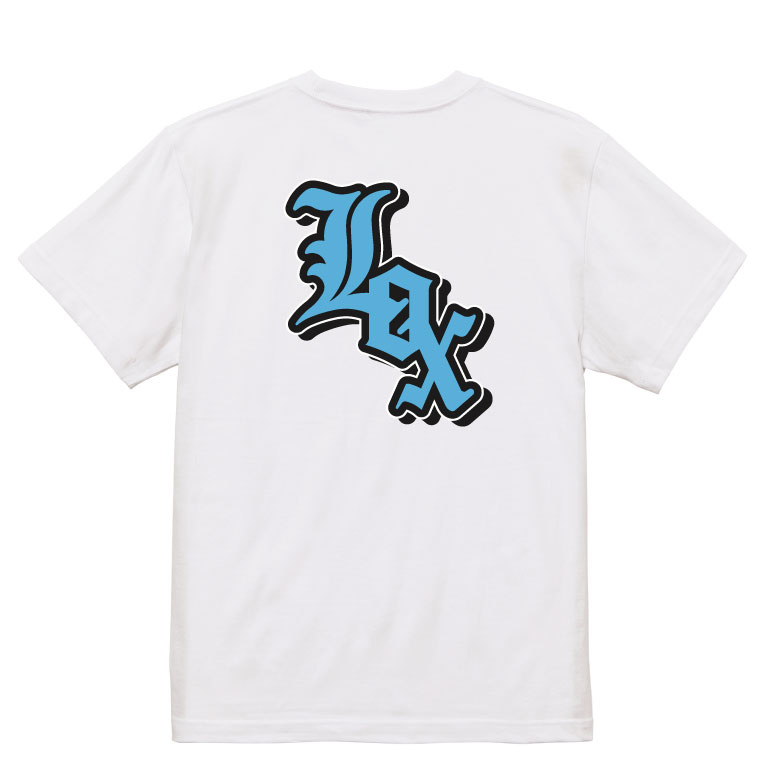 背中にストリート文字デザイン白Tシャツ