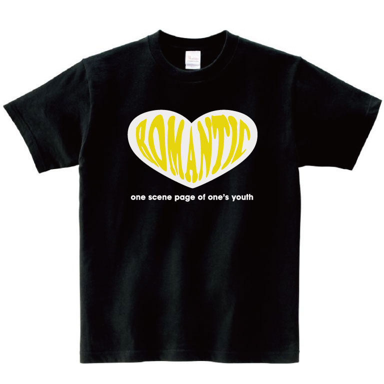 ハートと黒TシャツのポップなクラTデザイン