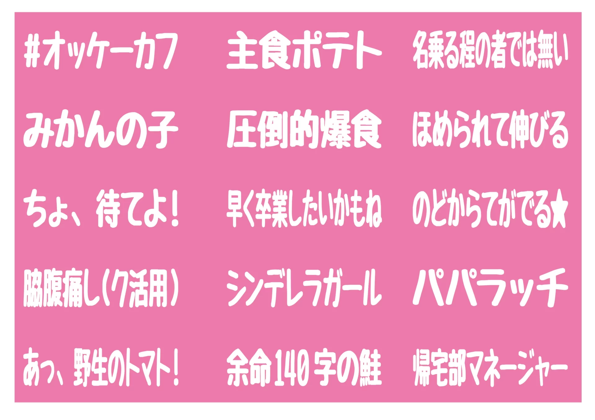 面白背ネームリスト